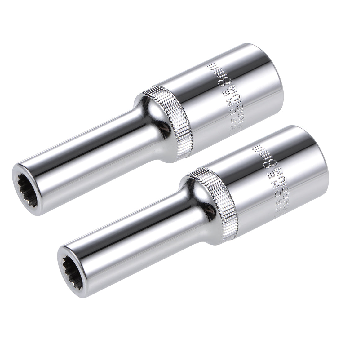 Harfington 2 Pcs 1/2-inch Drive 8mm 12-Point Deep Socket, Metric, Cr-V