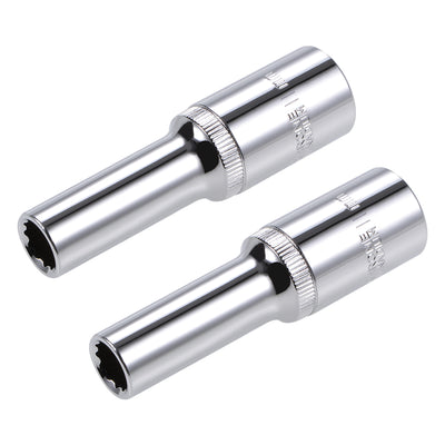 Harfington 2 Pcs 1/2-inch Drive 11mm 12-Point Deep Socket, Metric, Cr-V