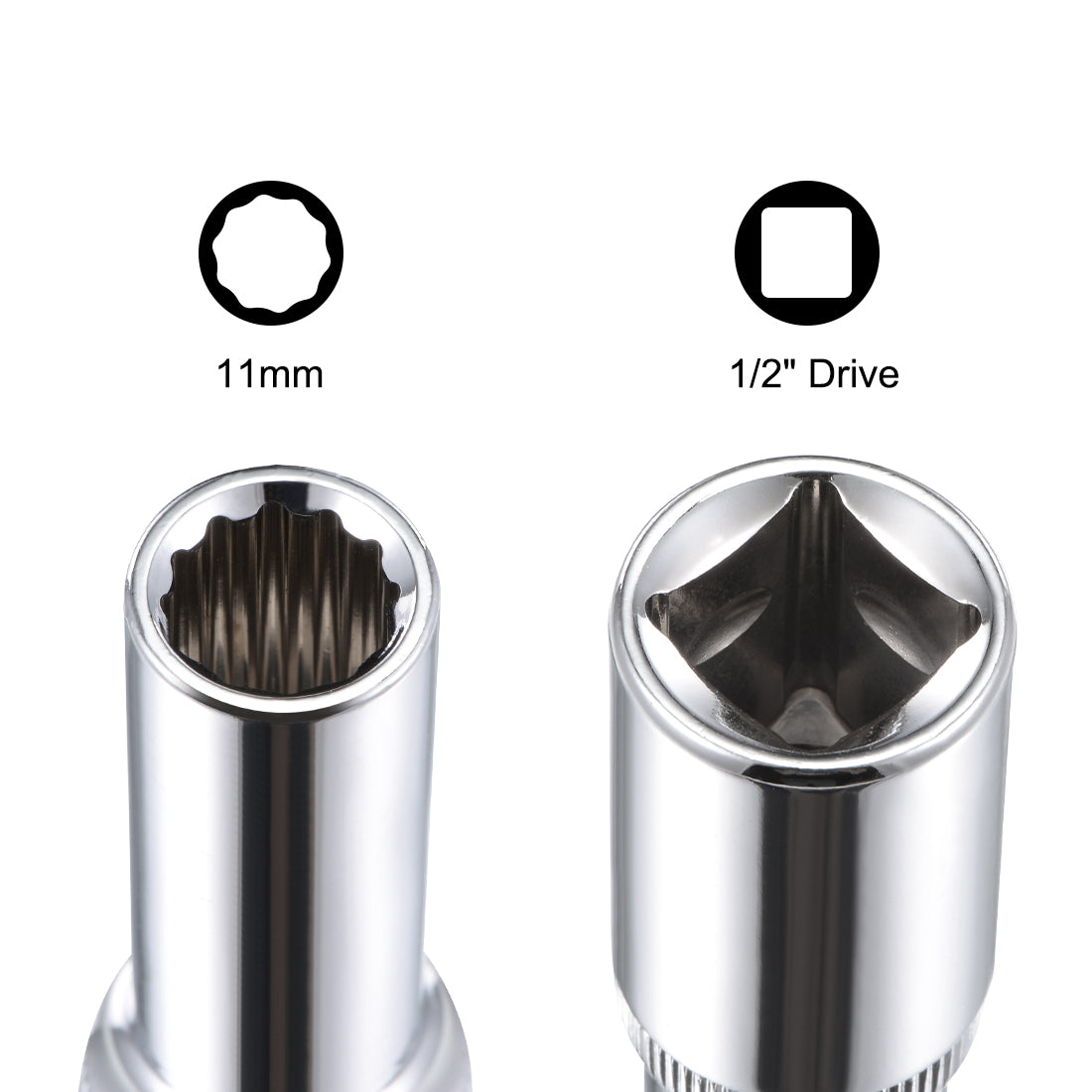 Harfington 3 Pcs 1/2-inch Drive 11mm 12-Point Deep Socket, Metric, Cr-V