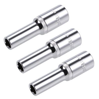 Harfington 3 Pcs 1/2-inch Drive 11mm 12-Point Deep Socket, Metric, Cr-V