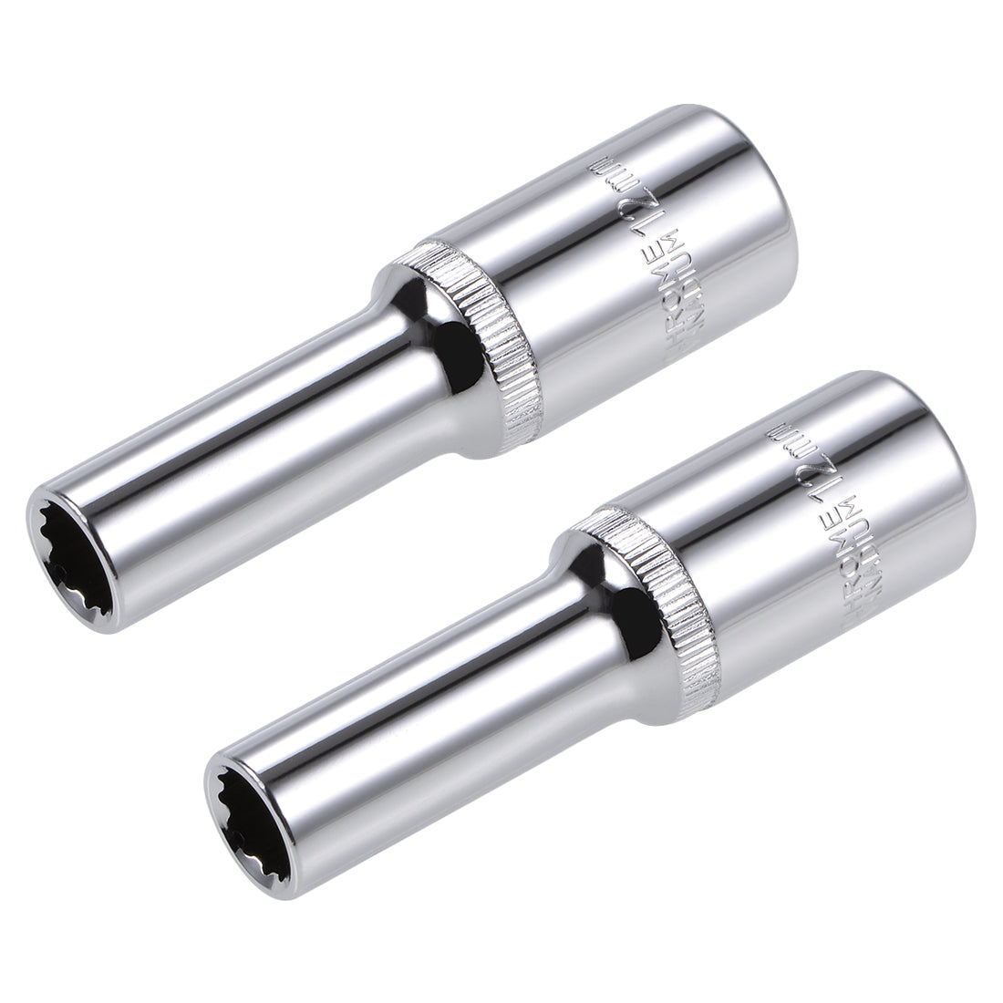 Harfington 2 Pcs 1/2-inch Drive 12mm 12-Point Deep Socket, Metric, Cr-V