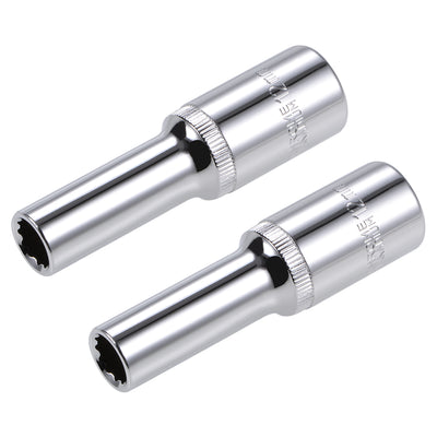 Harfington 2 Pcs 1/2-inch Drive 12mm 12-Point Deep Socket, Metric, Cr-V
