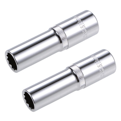 Harfington 2 Pcs 1/2-inch Drive 13mm 12-Point Deep Socket, Metric, Cr-V