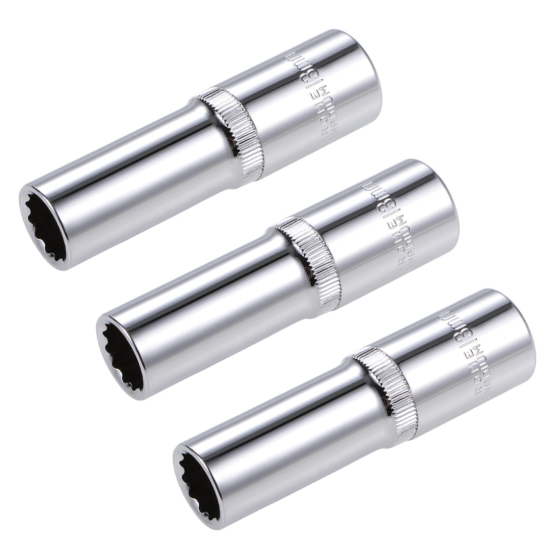 Harfington 3 Pcs 1/2-inch Drive 13mm 12-Point Deep Socket, Metric, Cr-V