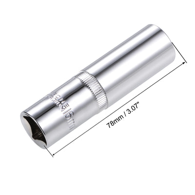 Harfington 3 Pcs 1/2-inch Drive 16mm 12-Point Deep Socket, Metric, Cr-V