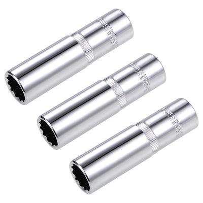 Harfington 3 Pcs 1/2-inch Drive 16mm 12-Point Deep Socket, Metric, Cr-V