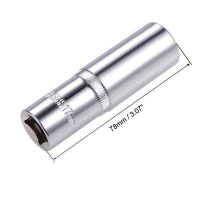 Harfington 2 Pcs 1/2-inch Drive 17mm 12-Point Deep Socket, Metric, Cr-V