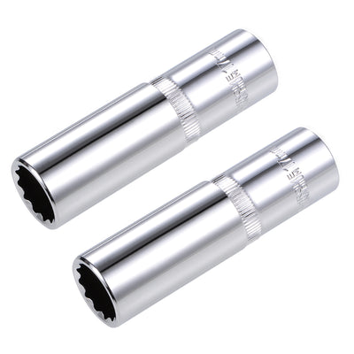 Harfington 2 Pcs 1/2-inch Drive 17mm 12-Point Deep Socket, Metric, Cr-V