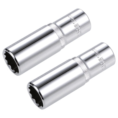 Harfington 2 Pcs 1/2-inch Drive 18mm 12-Point Deep Socket, Metric, Cr-V