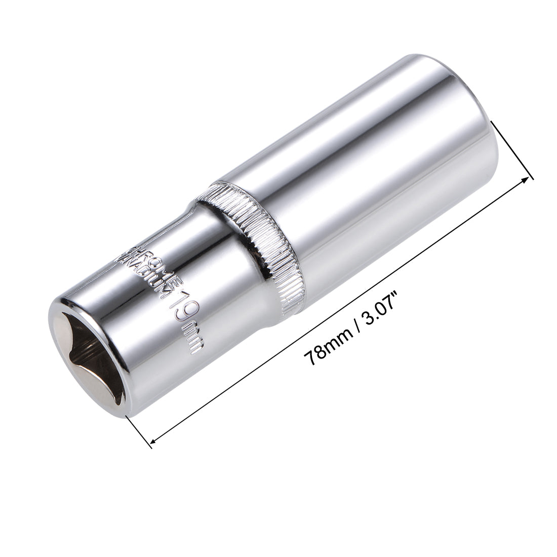 Harfington 2 Pcs 1/2-inch Drive 19mm 12-Point Deep Socket, Metric, Cr-V