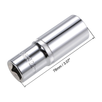 Harfington 2 Pcs 1/2-inch Drive 22mm 12-Point Deep Socket, Metric, Cr-V