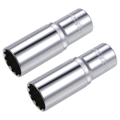 Harfington 2 Pcs 1/2-inch Drive 22mm 12-Point Deep Socket, Metric, Cr-V