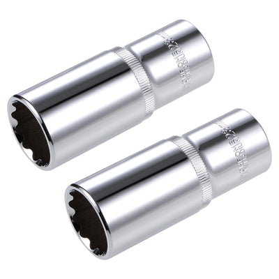 Harfington 2 Pcs 1/2-inch Drive 23mm 12-Point Deep Socket, Metric, Cr-V