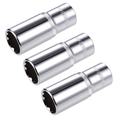 Harfington 3 Pcs 1/2-inch Drive 24mm 12-Point Deep Socket, Metric, Cr-V