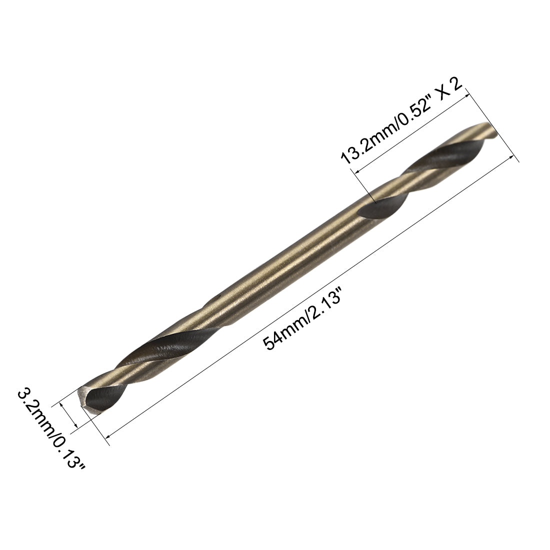 Harfington HSS Twist Double End Drill Bits Titanium Coating Straight Shank Spiral Rotary Tool 3.2mm Drilling Dia 10 pcs