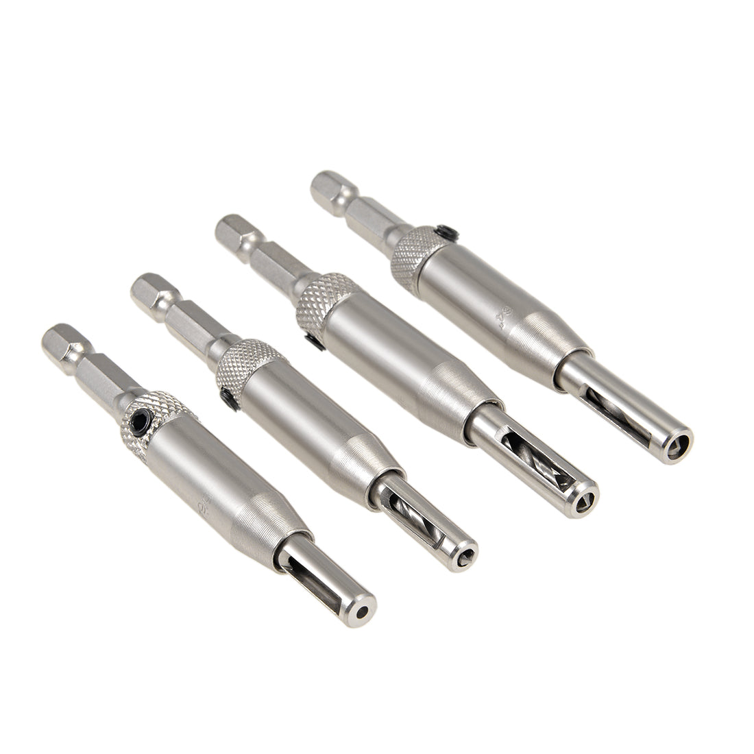 Harfington Center Drill Bit Set 5/64 7/64 9/64 11/64 Inch Self Centering Hinge Tapper Core Hole Puncher Tool for Cabinet Door Window, Hex Shank HSS 5in1 Set