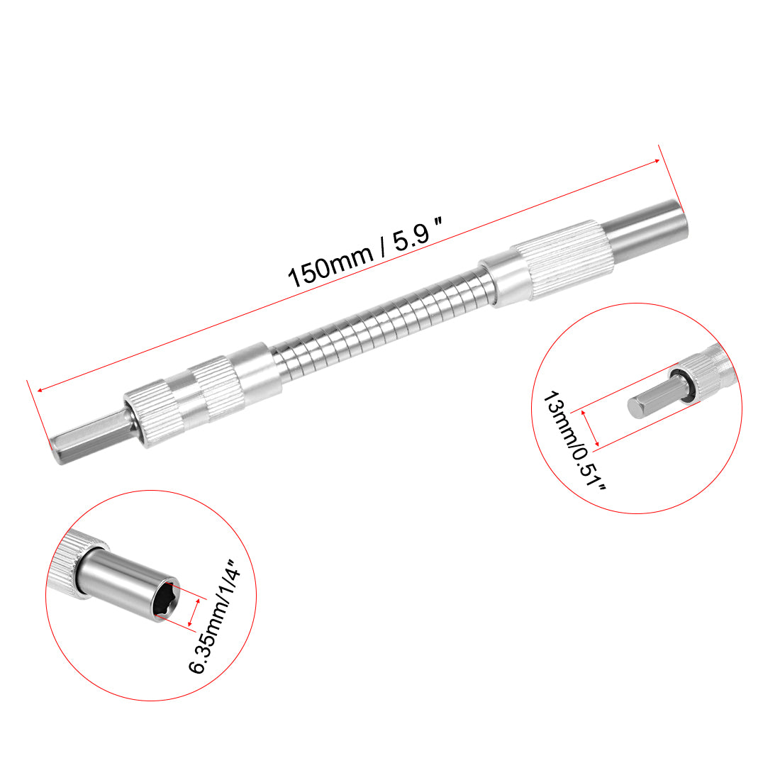 Harfington Flexible Extension Screwdriver Bit Holder Magnetic Extention Hex Shaft Screw Drill Connection Tip ,5.9-inch Flex Shaft,1/4''-Hexagon Drill