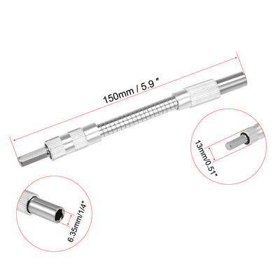 Harfington Flexible Extension Screwdriver Bit Holder Magnetic Extention Hex Shaft Screw Drill Connection Tip ,5.9-inch Flex Shaft,1/4''-Hexagon Drill