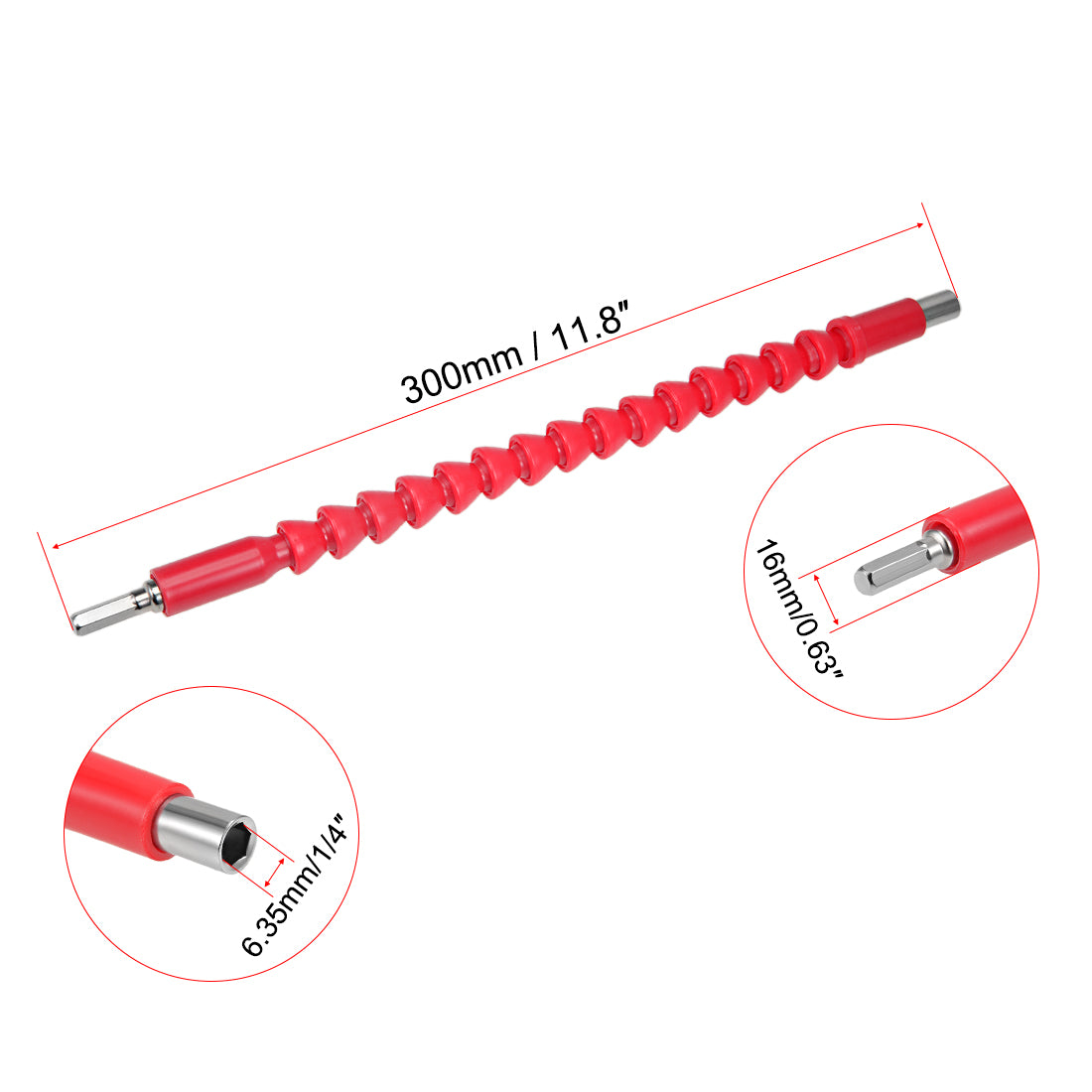 Harfington Flexible Extension Screwdriver Bit Holder Magnetic Hex Shaft Screw Drill Connection Tip ,11.8 inch Flex Shaft,1/4''-Hexagon Drill 3pcs