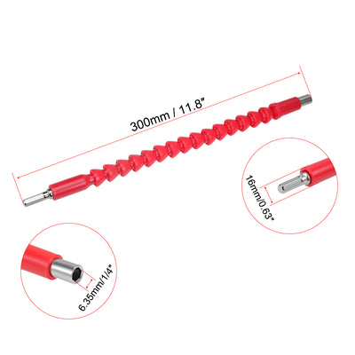 Harfington Flexible Extension Screwdriver Bit Holder Magnetic Hex Shaft Screw Drill Connection Tip ,11.8 inch Flex Shaft,1/4''-Hexagon Drill 3pcs