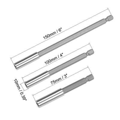 Harfington Extension Extend Socket Drill Bit Holder Magnetic Hex Screwdriver Power Tools ,3/ 4/ 6-inch Length,1/4''-Hexagon Drill 2 Set/(6pcs)