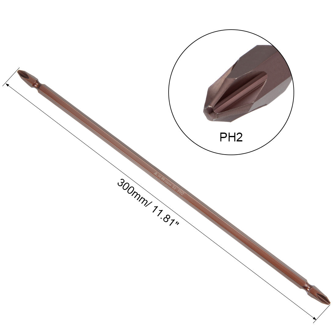 Harfington 2 Pcs PH2 Magnetic Phillips Double Ended Screwdriver Bits, 1/4 Inch Hex Shank 11.81-inch Length S2 Power Tool