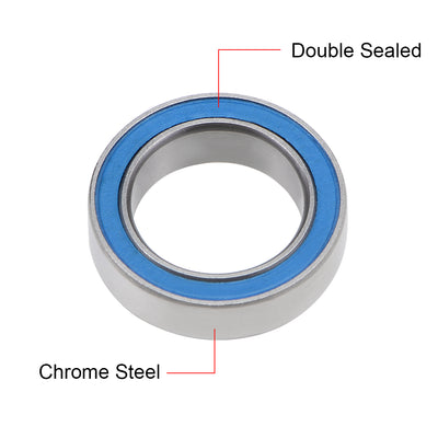 Harfington Uxcell Deep Groove Ball Bearing Thin Section Double Seal Chrome Steel Blue Cover