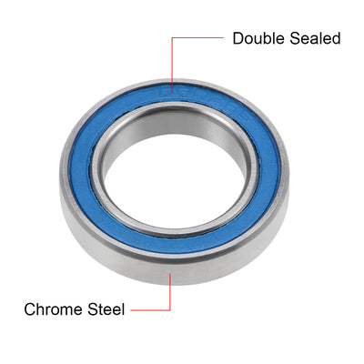 Harfington Uxcell Deep Groove Ball Bearing Thin Section Double Seal Chrome Steel Blue Cover
