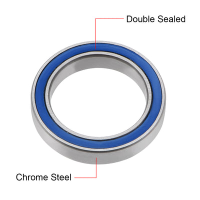 Harfington Uxcell Deep Groove Ball Bearing Thin Section Double Seal Chrome Steel Blue Cover