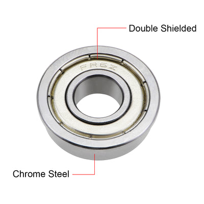 Harfington FR6ZZ Flange Ball Bearing 3/8"x7/8"x9/32" Shielded Chrome Bearings 4pcs