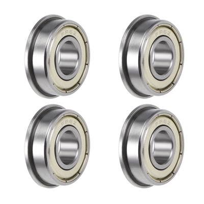 Harfington FR6ZZ Flange Ball Bearing 3/8"x7/8"x9/32" Shielded Chrome Bearings 4pcs
