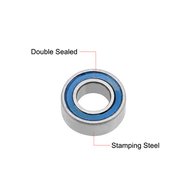 Harfington Uxcell Deep Groove Ball Bearings Double Sealed Chrome Steel P6 Z1 Blue Cover