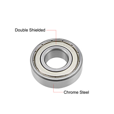Harfington Deep Groove Ball Bearings Metric Double Shielded Chrome Steel ABEC-3 Z1