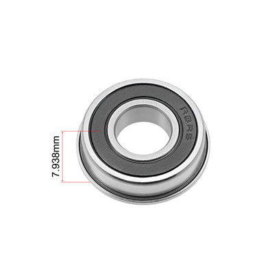 Harfington FR8-2RS Flange Ball Bearing 1/2"x1-1/8"x5/16" Shielded Chrome Bearings 2pcs
