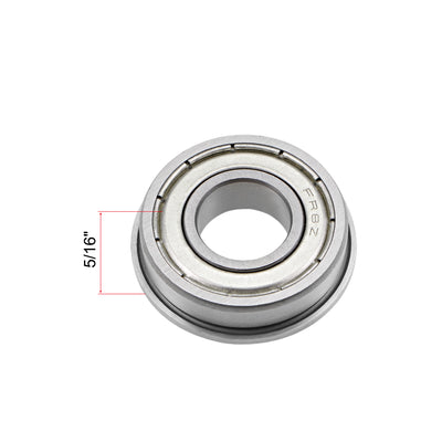 Harfington FR8ZZ Flange Ball Bearing 1/2"x1-1/8"x5/16" Shielded Chrome Bearings 4pcs