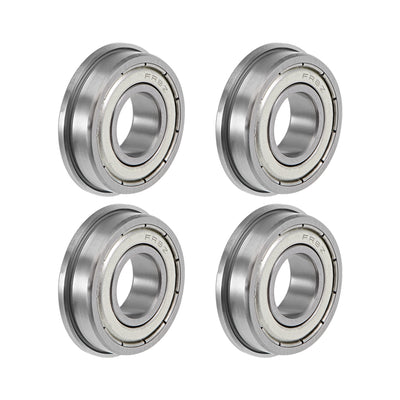 Harfington FR8ZZ Flange Ball Bearing 1/2"x1-1/8"x5/16" Shielded Chrome Bearings 4pcs