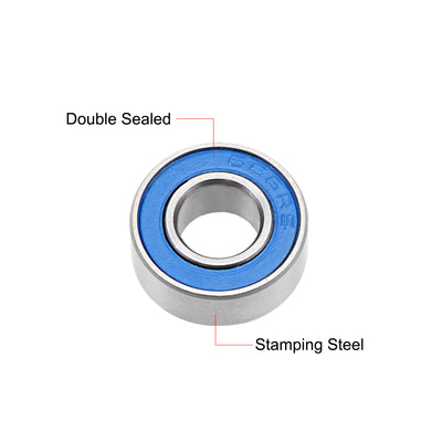 Harfington Uxcell Deep Groove Ball Bearings Double Sealed Chrome Steel P6 Z1 Blue Cover