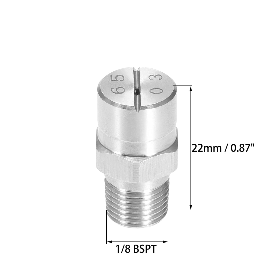 Harfington Flat Fan Spray Tip - 1/8BSPT Male Thread 304 Stainless Steel Nozzle - 65 Degree 1.1mm Orifice Diameter