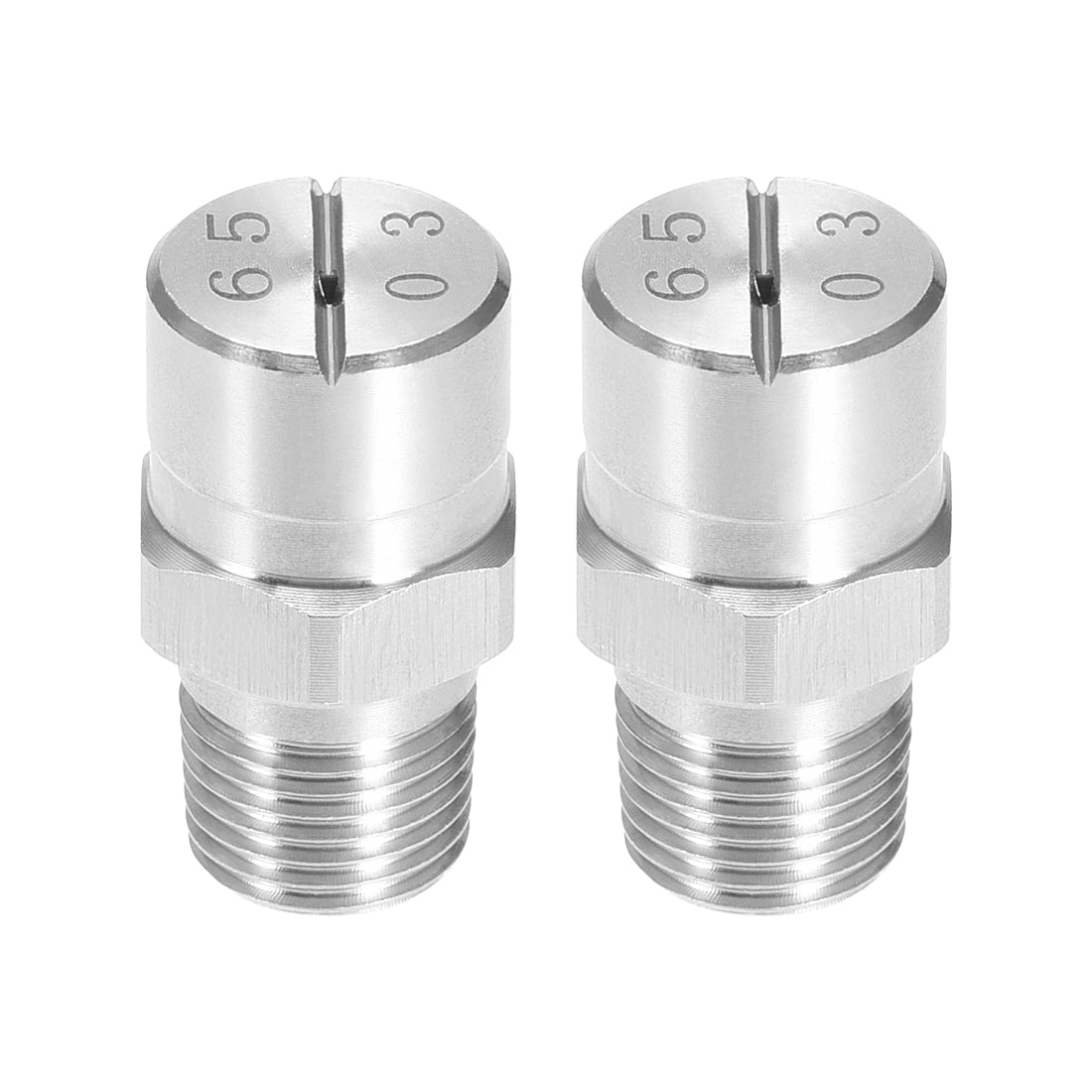 Harfington Flat Fan Spray Tip - 1/8BSPT Male Thread 304 Stainless Steel Nozzle - 65 Degree 1.1mm Orifice Diameter - 2 Pcs