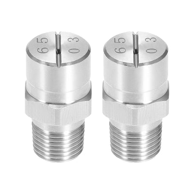Harfington Flat Fan Spray Tip - 1/8BSPT Male Thread 304 Stainless Steel Nozzle - 65 Degree 1.1mm Orifice Diameter - 2 Pcs