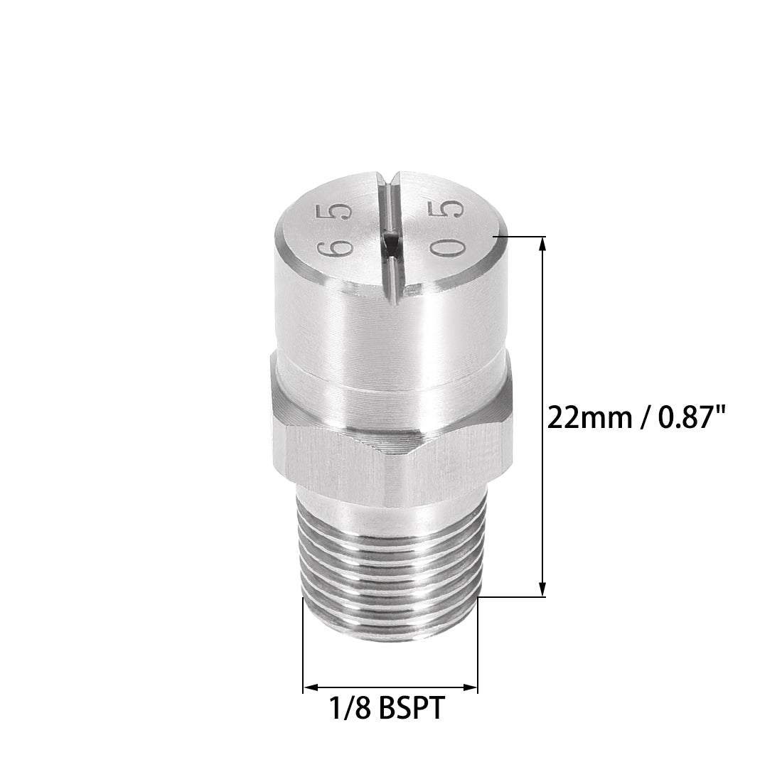 Harfington Flat Fan Spray Tip - 1/8BSPT Male Thread 304 Stainless Steel Nozzle - 65 Degree 1.4mm Orifice Diameter - 2 Pcs