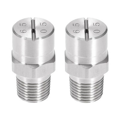 Harfington Flat Fan Spray Tip - 1/8BSPT Male Thread 304 Stainless Steel Nozzle - 65 Degree 1.4mm Orifice Diameter - 2 Pcs