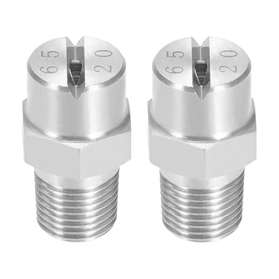 Harfington Flat Fan Spray Tip - 1/8BSPT Male Thread 304 Stainless Steel Nozzle - 65 Degree 2.8mm Orifice Diameter - 2 Pcs