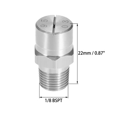Harfington Flat Fan Spray Tip - 1/8BSPT Male Thread 304 Stainless Steel Nozzle - 95 Degree 1.1mm Orifice Diameter - 2 Pcs