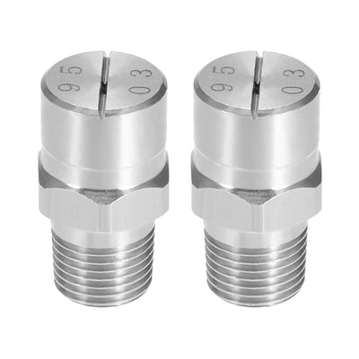 Harfington Flat Fan Spray Tip - 1/8BSPT Male Thread 304 Stainless Steel Nozzle - 95 Degree 1.1mm Orifice Diameter - 2 Pcs