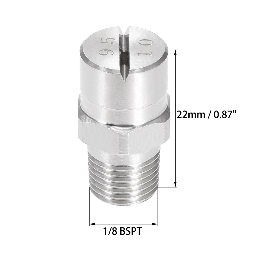 Harfington Flat Fan Spray Tip - 1/8BSPT Male Thread 304 Stainless Steel Nozzle - 95 Degree 2mm Orifice Diameter - 2 Pcs