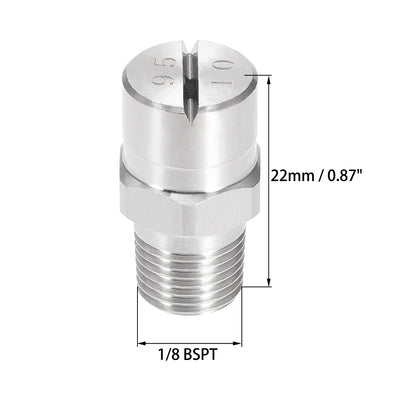 Harfington Flat Fan Spray Tip - 1/8BSPT Male Thread 304 Stainless Steel Nozzle - 95 Degree 2mm Orifice Diameter - 2 Pcs