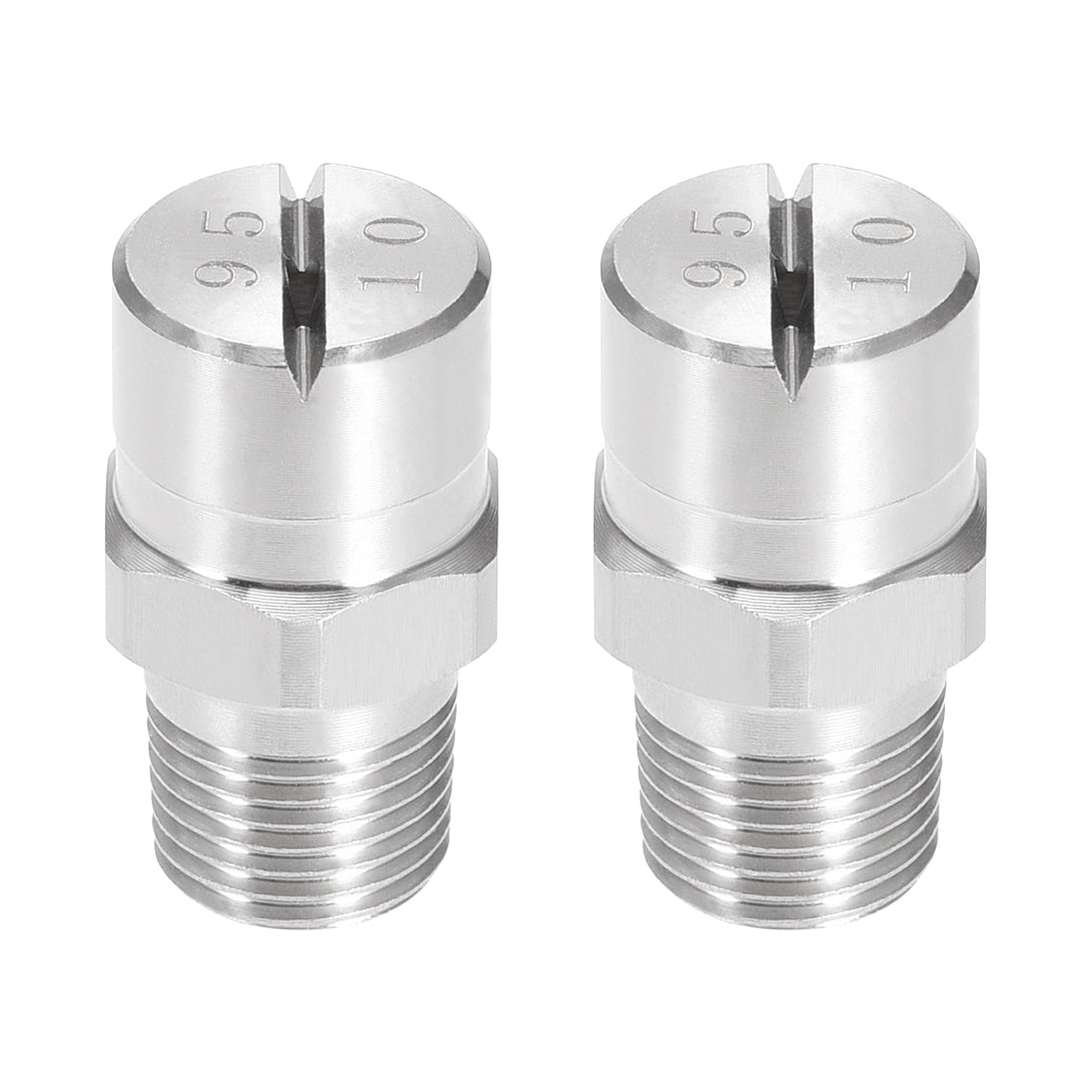 Harfington Flat Fan Spray Tip - 1/8BSPT Male Thread 304 Stainless Steel Nozzle - 95 Degree 2mm Orifice Diameter - 2 Pcs