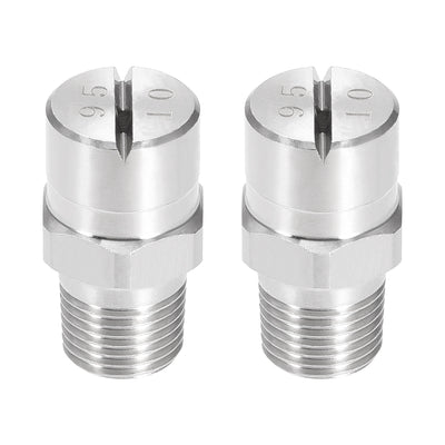Harfington Flat Fan Spray Tip - 1/8BSPT Male Thread 304 Stainless Steel Nozzle - 95 Degree 2mm Orifice Diameter - 2 Pcs