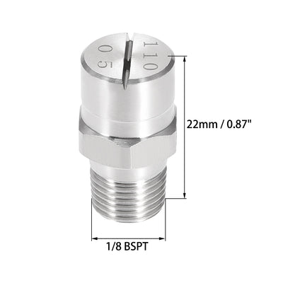 Harfington Flat Fan Spray Tip - 1/8BSPT Male Thread 304 Stainless Steel Nozzle - 110 Degree 1.4mm Orifice Diameter - 2 Pcs